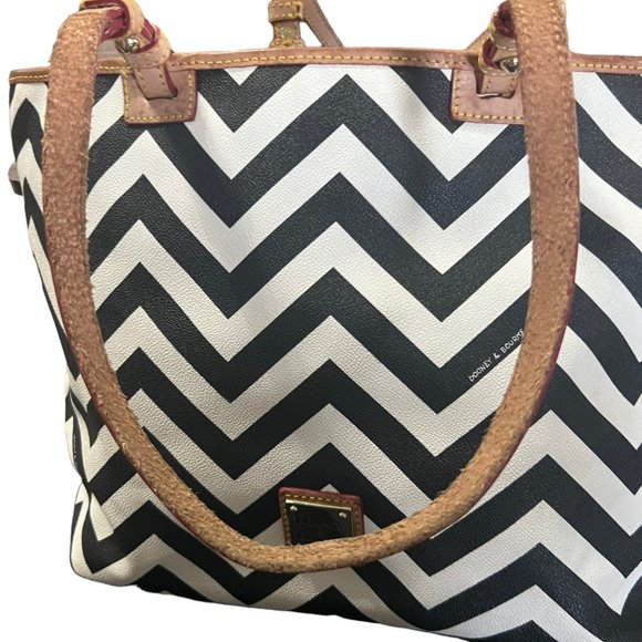 Dooney & Bourke Chevron Tote Bag Black White - Picture 10 of 14
